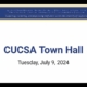 Welcome graphic for July 2024 Town Hall